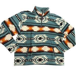 Cowgirl Legend Women’s 3XL Teal Aztec Fleece Quarter Zip Pullover